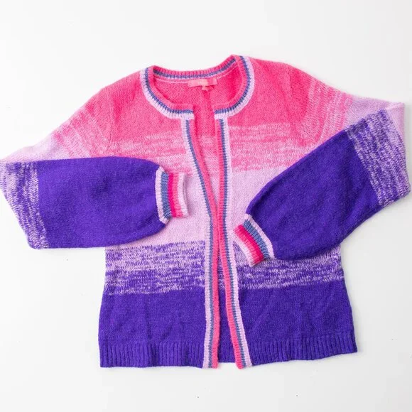 Lilly‎ Pulitzer Women's Small Cardigan Sweater Pink Purple Ombre Knit - Picture 2 of 10